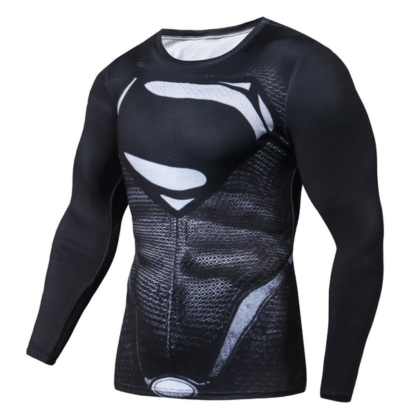 Superman 3D Printed T-shirts Men Compression Shirts Long Sleeve Funny Cosplay costume Fitness Body Building Male Crossfit Tops 