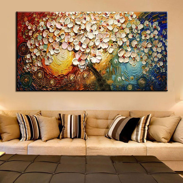 Unframed Handpainted On Canvas Wall Art Abstract Modern Acrylic Flowers Palette Knife Oil Painting for Home Decorative Sets 