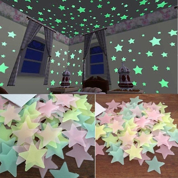 Kids Bedroom Fluorescent Glow In The Dark Stars Glow Wall Stickers Stars Luminous luminous glow sticker color 8.13