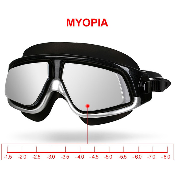 Copozz nearsighted Swimming Goggles Waterproof Anti Fog UV Eyewear Silicon Mirrored Large Frame unisex Sport Myopia Swim Mask