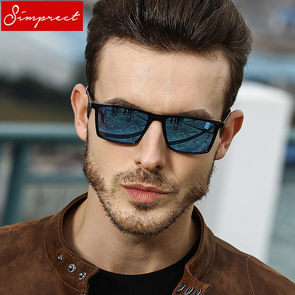 SIMPRECT 2019 Square Sunglasses Men Polarized Mirror Driving Retro Sun Glasses UV400 High Quality Brand Lunette De Soleil Homme