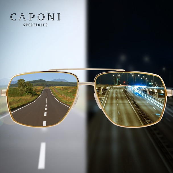 CAPONI Driving Polarized Photochromic Sunglasses Men Chameleon Glasses Men Sunglasses Driver Goggles oculos lentes de sol hombre