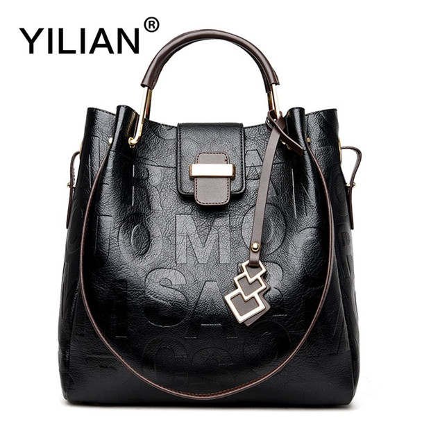  YILIAN 2-piece Bags for Women 2018 New Ladies' Leather Handbag Messenger Bags Big Capacity Single-shoulder Bag 6688	