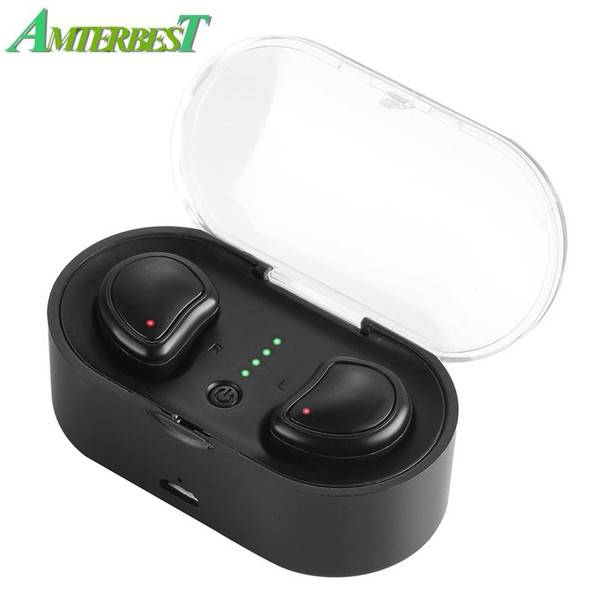 AMTERBEST Mini Bluetooth 4.1 Earphones Headset True Wireless Earbuds Stereo In Ear Earpod with Charging Box Portable for Phones