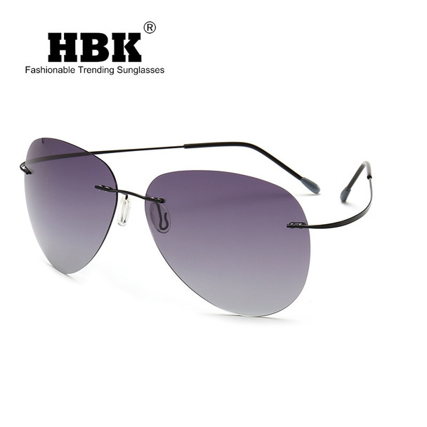 HBK 2024 Ultralight Square Titanium Polarized Sunglasses Rimless Driving Aviation Sun Glasses Oculos De Sol UV400 Gift PM0074