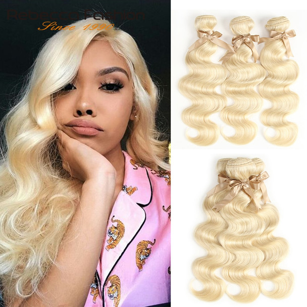 Rebecca 613 Honey Blonde Bundles Body Wave Brazilian Hair Weave Bundles 100% Remy Hair Extensions 1/3/4 Bundles 10 to 26 Inches