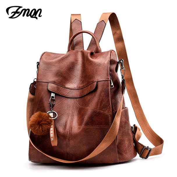 ZMQN Backpack Women Shoulder School Bags for Teenage Girls Vintage Leather Anti Theft Backpack Mochila Mujer Back Pack Lady C106