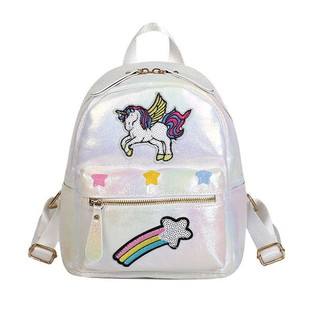  Unicorn Women Leather Backpack Rainbow Sequins Back Pack Bags Fashion Schoolbag For Teenager Girls Travel Mini Mochila New 2018