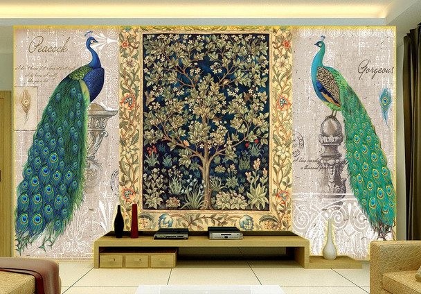 3d wallpaper custom photo wallpaper room murals tree of life painted peacock painting 3d wall mural wallpaper for living room