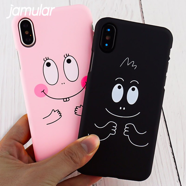 JAMULAR Cute Cartoon Laught Face Big Eye Hard PC Case Cover For iphone X For iphone 6s 6Plus 7 8 Plus 10 Coque Funda Protective