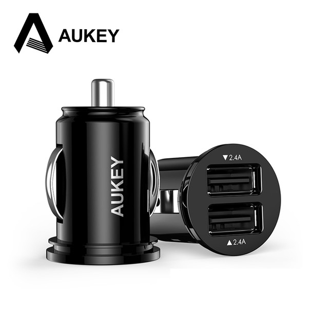 AUKEY USB Car Charger Universal Car-Charger 4.8A Dual Port Charger Mini USB Adapter Car Charging for iPhone 8/7/6s Xiaomi Huawei