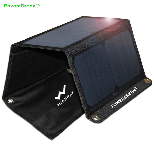 PowerGreen Foldable Phone Solar Charger 21 Watts Portable 5V 2A Solar Power Bank External Battery Pack for LG Phone