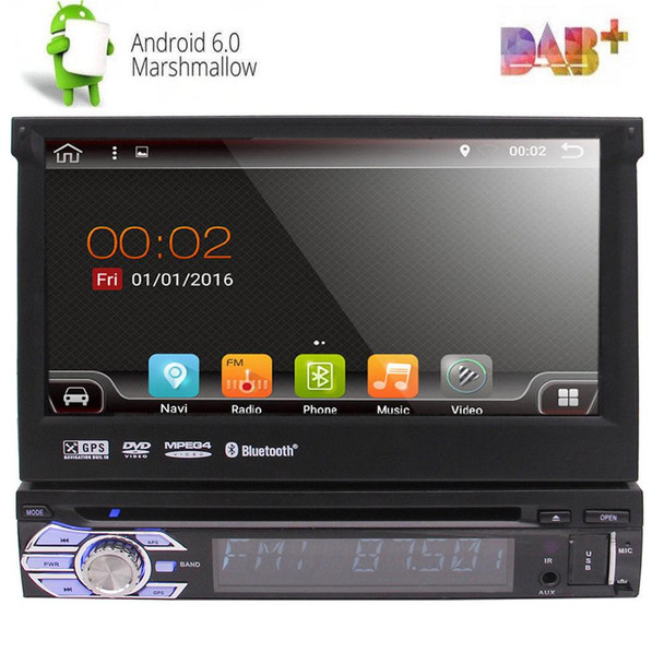 7'' Android 6.0 Flip Out Car DVD player Stereo Radio Single DIN 4Core Unit Player car styling in dash GPS NAV wifi bluetooth