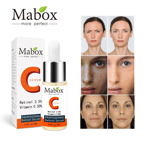 Mabox Vitamin C Serum+Six Peptides Serum 24K Gold+Hyaluronic Acid Acne Treatment Skin Care Repair Whitening Anti Anging Winkles 