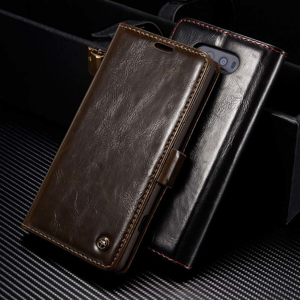 CaseMe Original Brand Genuine Leather Tempered Glass Magnet Auto Flip Wallet Case Cover For LG V10 V20 G5 G4 Phone Case JS0216 