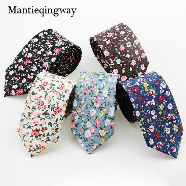 Mantieqingway Men Floral Dots Tie Cotton Narrow and Skinny Casual Ties for Men Wedding Party Flower Skinny Ties for Men Women