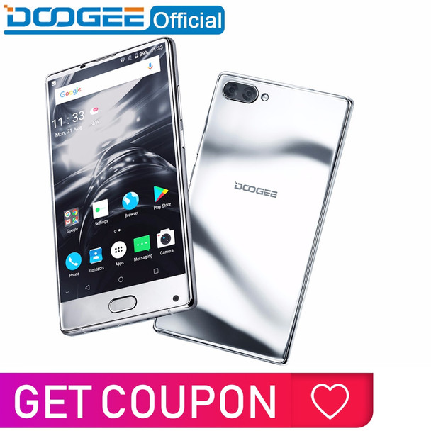 DOOGEE MIX bezel-less mirror silver Smartphone Dual Camera 5.5'' AMOLED MTK Helio P25 Octa Core 6GB+64GB Android 7 mobile phone
