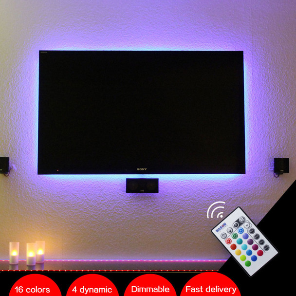 BASON USB Powered RGB LED TV / Monitor Backlighting LED mood Light for 32' 40' 43" 48" 50" 55" 60" TV with IR Remote Controller