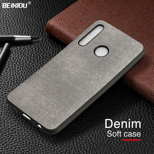 Denim Leather Canvas Case For Huawei P Smart Plus 2019 Phone Cover Business Cloth Soft Back Cover for Honor 20 lite Honor 10i