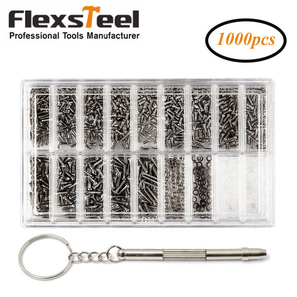 1000Pcs Micro Screws Tool Set for Eyeglass Sunglass Spectacles Watch Screws Mini Screws Nail Nut Assortment Kit Repair Tool Set