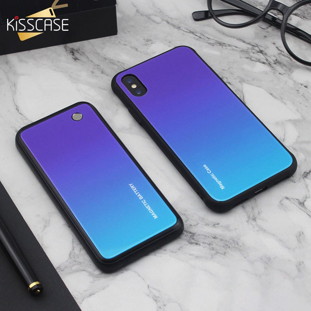 KISSCASE Tempered Glass PowerBank Case For Samsung Galaxy S10 S9 S8 Plus Note 8 9 S10E Wireless Magnetic Battery Charger Case