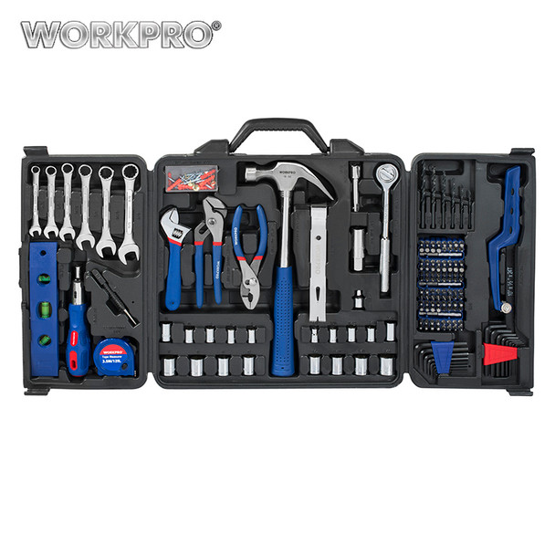 WORKPRO 201PC Mechanic Tool Set Daily Use Tools Sockets Screwdrivers Pliers Wrenches Measure tape Mini Saw Home Tool Kits