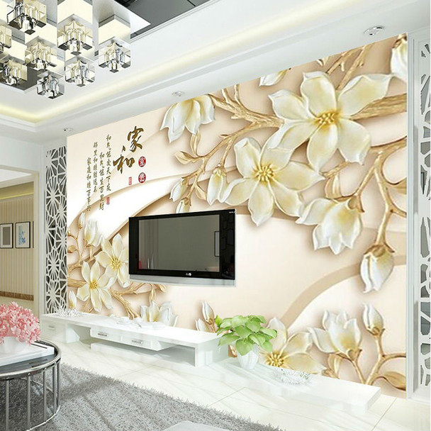 3D Custom Wallpaper Wood carving flower Wall Mural Luxury photo wallpaper Art Room decor Boys Kids Girls Bedroom Sitting room