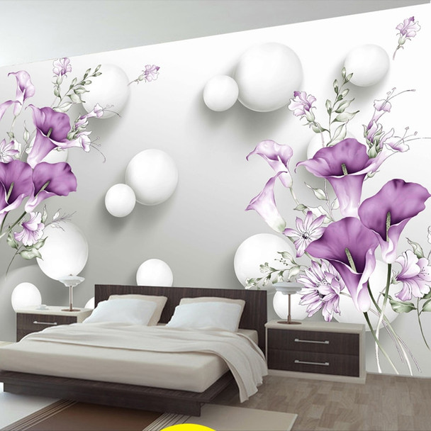 Custom Photo Wallpaper 3D Stereo Circle Ball Purple Calla Flowers Murals Modern Bedroom Living Room TV Background Wall Painting