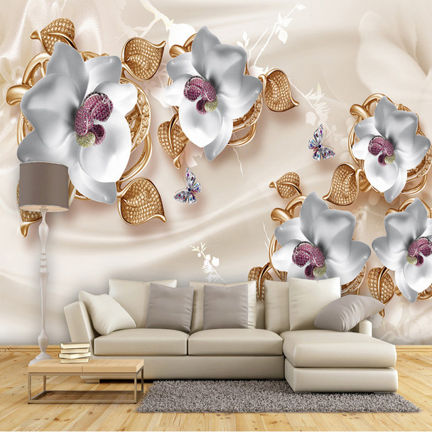 Custom Mural Wallpaper 3D Stereo Flowers Jewelry Photo Wall Painting Living Room Bedroom Luxury Home Decor Wall Paper For Walls