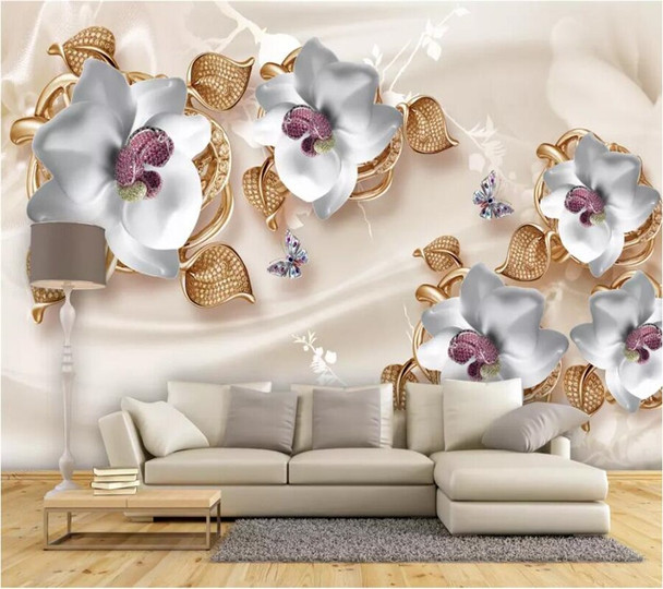 Beibehang Custom Wallpaper Luxury 3d Photo Mural Jewelry Flower Tv
