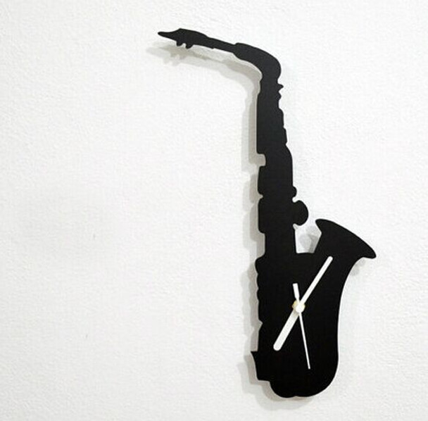 Saxophone - Wall Clock- Wall Clock, DIY wall clock mirror sticker for home interior house deco