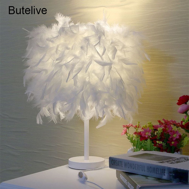  Feather Table Lamp LED Bedside Lamp Table Lamp For Bedroom Living Room Home Deco Maison E27 Tafellamp Lampe De Chevet De Chambre