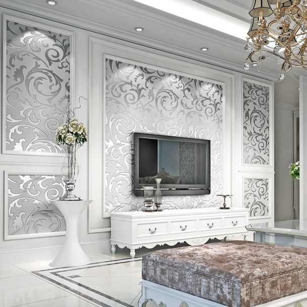 Luxury Damask Gold Silver Wallpaper For Walls 3 D Non-woven Wallcovering Living Room Bedroom TV Background Decor