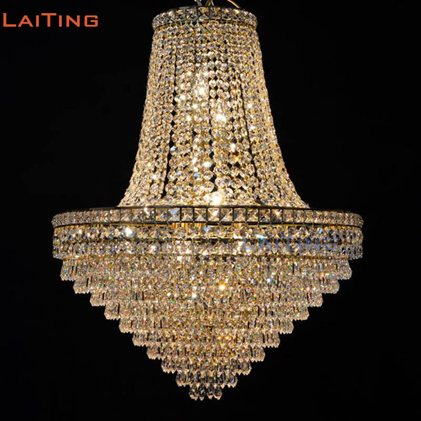 Laiting Lighting Classic Gold Empire Simple Crystal Chandeliers Living Room Light Fixture for Diwali Decoration