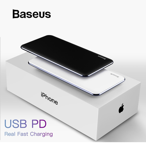 Baseus Thin Power Bank 10000mAh Type C PD Fast Charging For iPhone 11 Pro Max Portable External Battery Powerbank Charger Pack