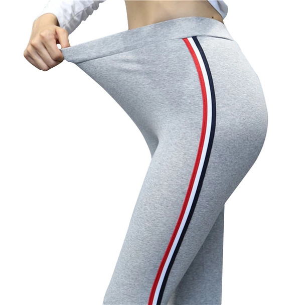 Plus Size 5XL Quality Cotton Leggings Side Stripes Women Casual High-stretch Leggings Pants High Waist Fitness Leggings Female