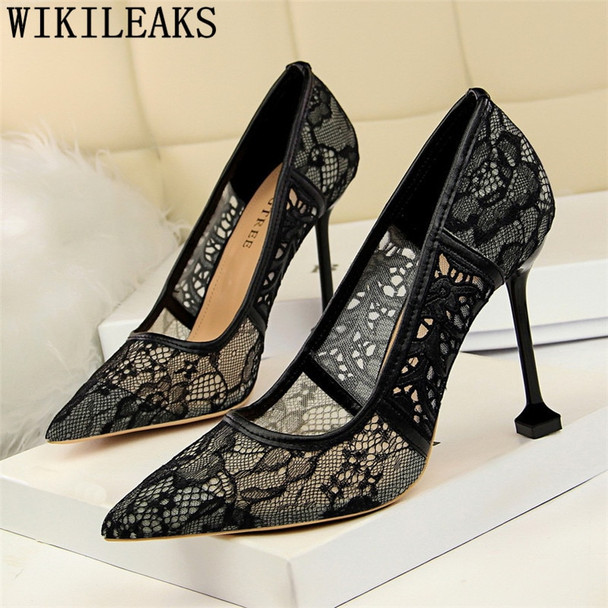 2019 designer pointed toe lace shoes woman high heels wedding shoes italian euros luxury brand ankle strap valentine shoes women