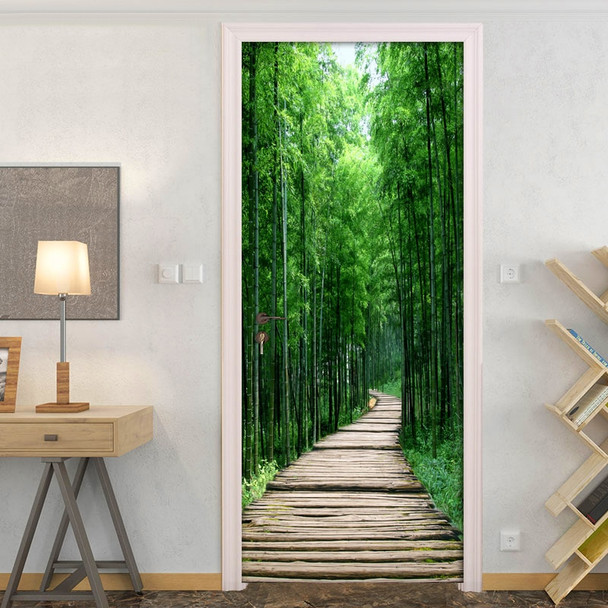 Bamboo Forest Wood Board Small Road 3D Photo Wallpaper Wall Painting Living Room Bedroom Door Sticker Decoration Mural De Parede