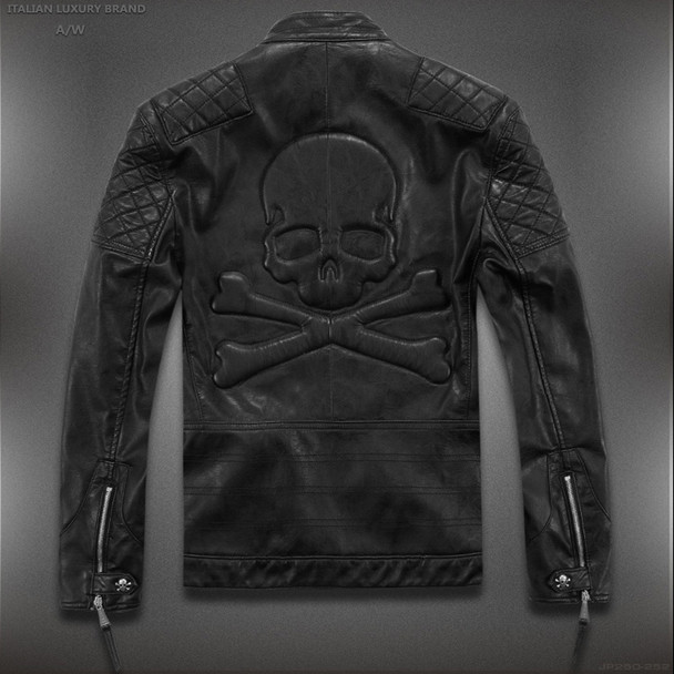 Hot ! High quality new Spring fashion leather jackets men, men's leather jacket brand motorcycle leather jackets skull M-5XL