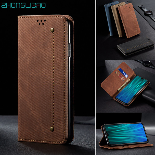 Luxury Denim Leather Flip Case for Xiaomi Mi 9 9t Cc9 Pro A3 Cc9e Redmi 8a 7a K20 Note 8T 8 7 Pro Magnetic Wallet Book Cover