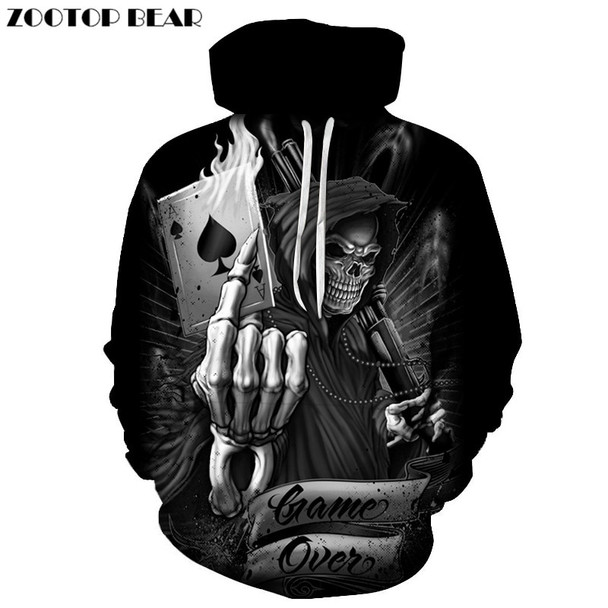 Poker Skull Hoodies Sweatshirts 3d Hoodie Men Tracksuit Fashion Hoody Funny Pullover Autumn Streetwear Mens Brand Tracksuit