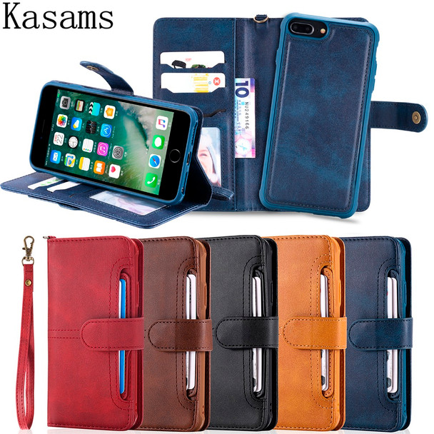 For Apple iPhone 6 Plus 6S Plus Multifunction Case iPhone6 Leather PU Stand Card Slots Flip Wallet Detachable 3 in 1 Phone Cover