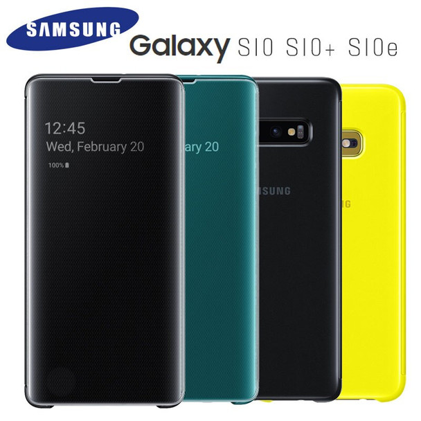 New Official Original S-View Full Flip Cover Samsung Galaxy S10 Plus S10e Cover Smart View Mirror Clear Pone Case