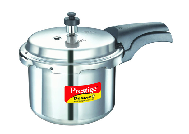 Prestige Deluxe Plus Induction Base Aluminium Pressure Cooker, 3 Litres, Silver 