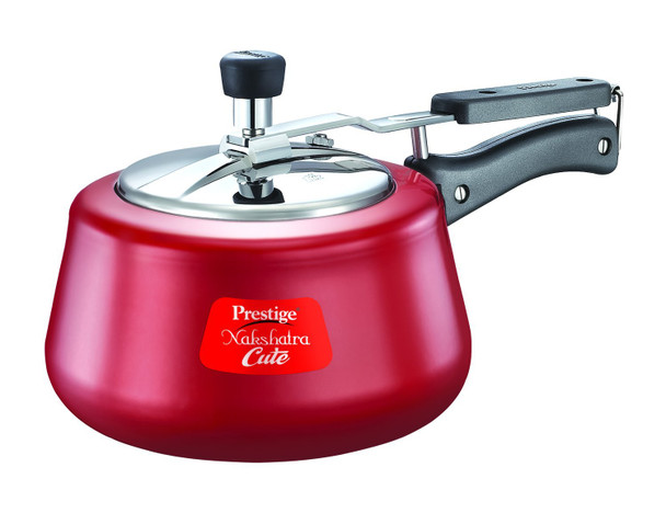 Prestige Nakshatra Aluminium Pressure Cooker, 2 Litres, Red