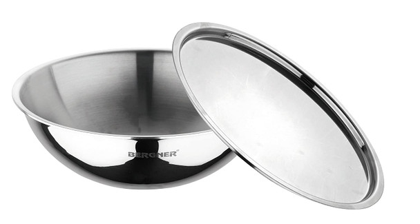 Bergner Argent Triply Stainless Steel Tasra with Stainless Steel Lid, 22 cm, 1.6 Liters. Induction Base, Silver.