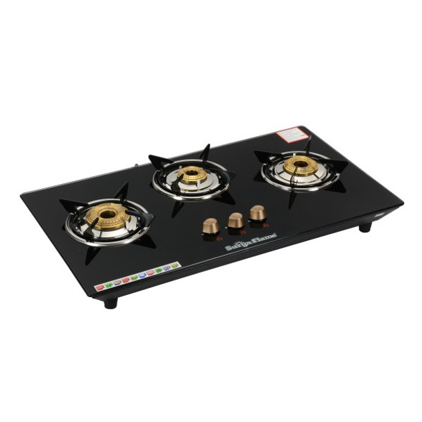 SURYA FLAME 3B HOB-TOP BLK AUTO GAS STOVE