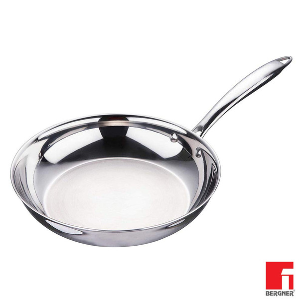 Bergner Tri-Ply Stainless Steel Frying Tawa Pan - 24 cm Diameter Silver