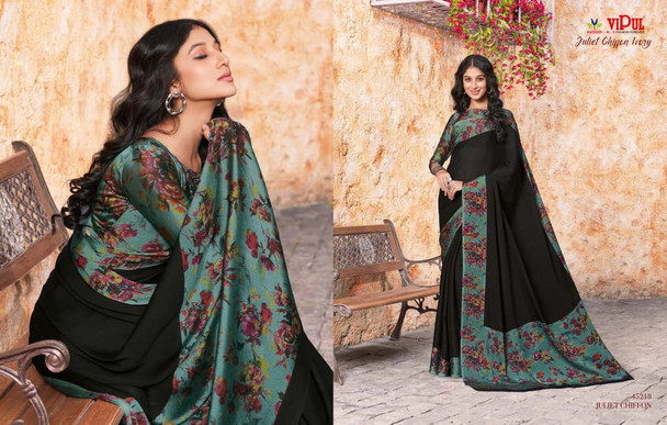  New 2021 Black Juliet Chiffon Material Saree