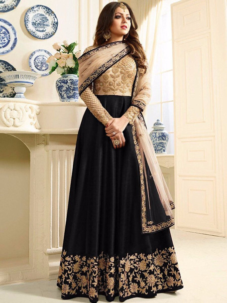 New 2021 Designer Top With Dupatta Mulberry Silk Choli-Black